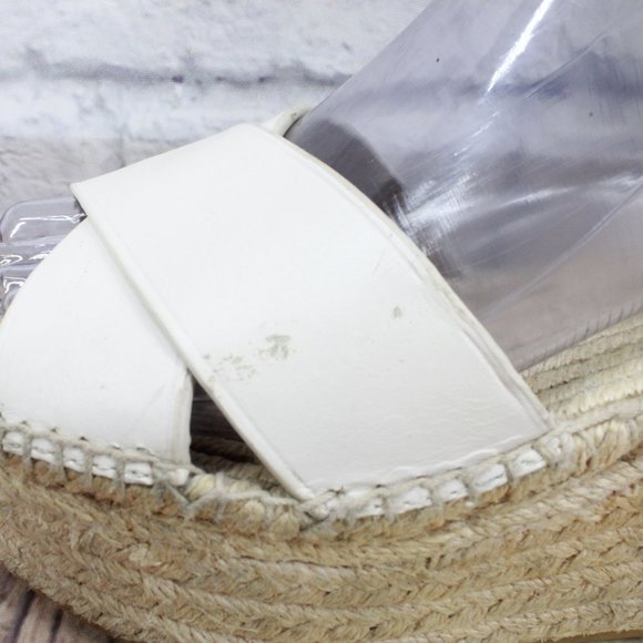 Coach White Leather Ankle Strap Platform Jute Wedge Sandals Size 6.5 B - Picture 10 of 11